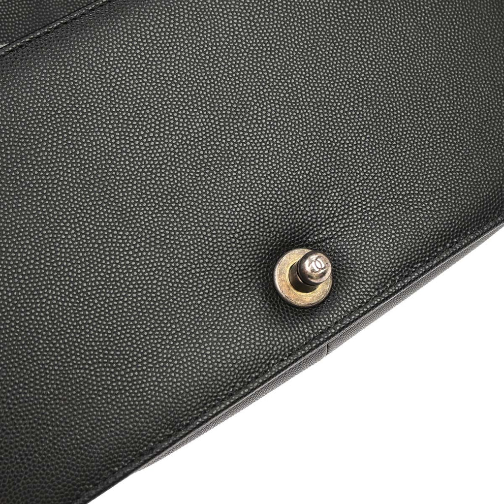 Boy Chanel 2019 Black Caviar Skin Medium Chain Shoulder Bag