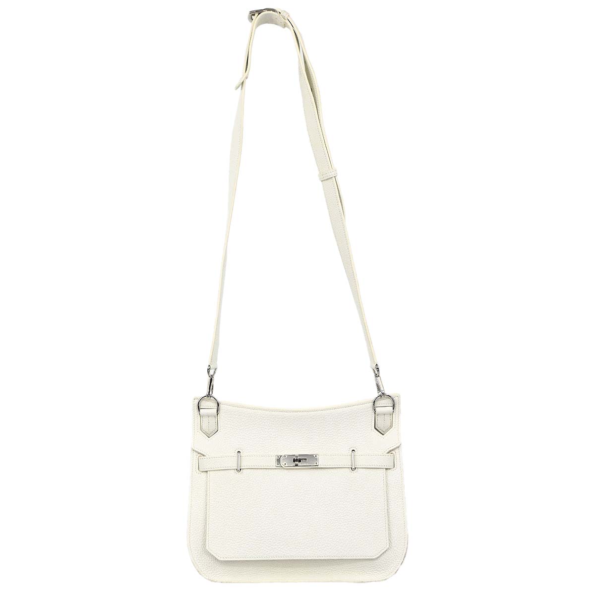 Hermes White Taurillon Clemence Jypsiere 28 Shoulder Bag