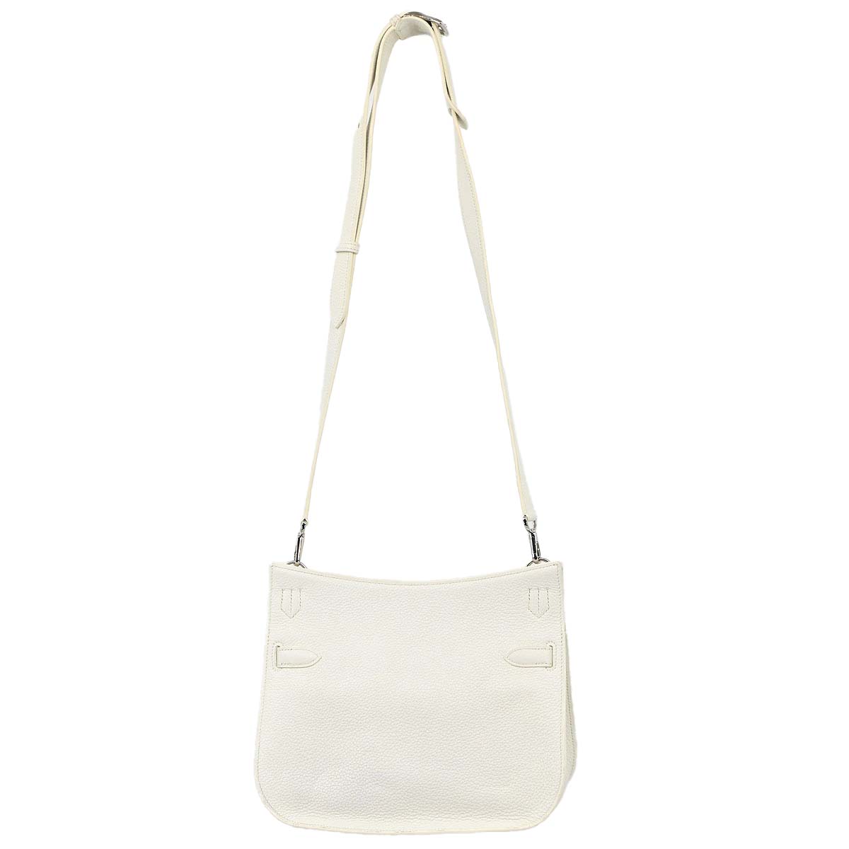 Hermes White Taurillon Clemence Jypsiere 28 Shoulder Bag