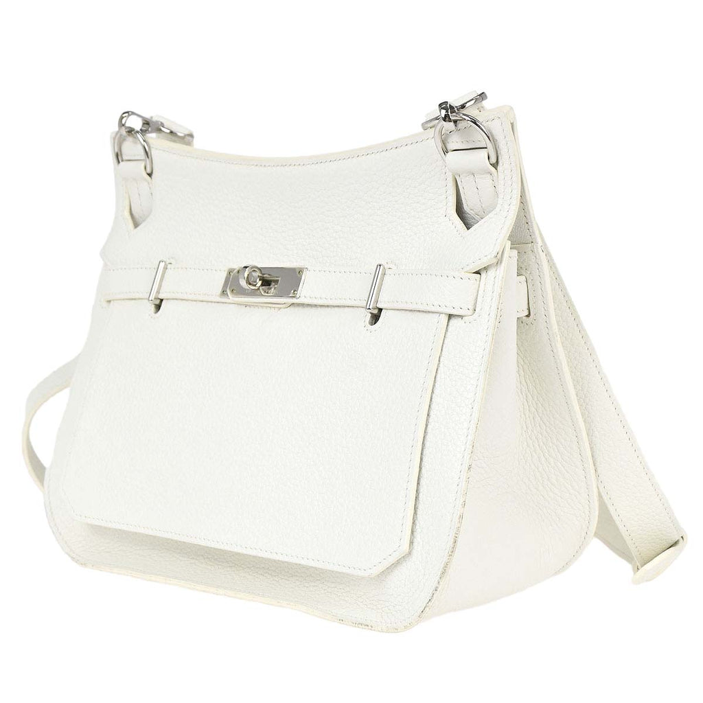 Hermes White Taurillon Clemence Jypsiere 28 Shoulder Bag