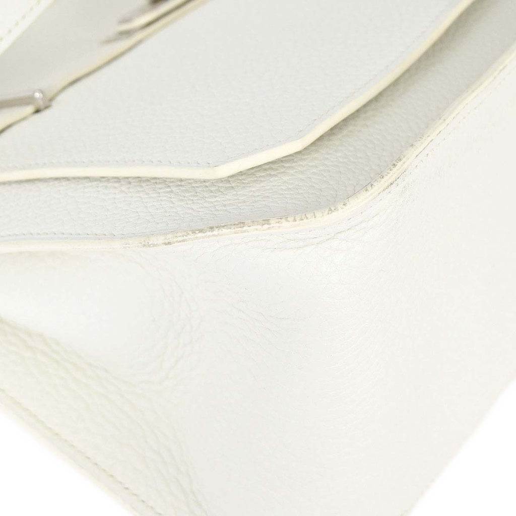 Hermes White Taurillon Clemence Jypsiere 28 Shoulder Bag