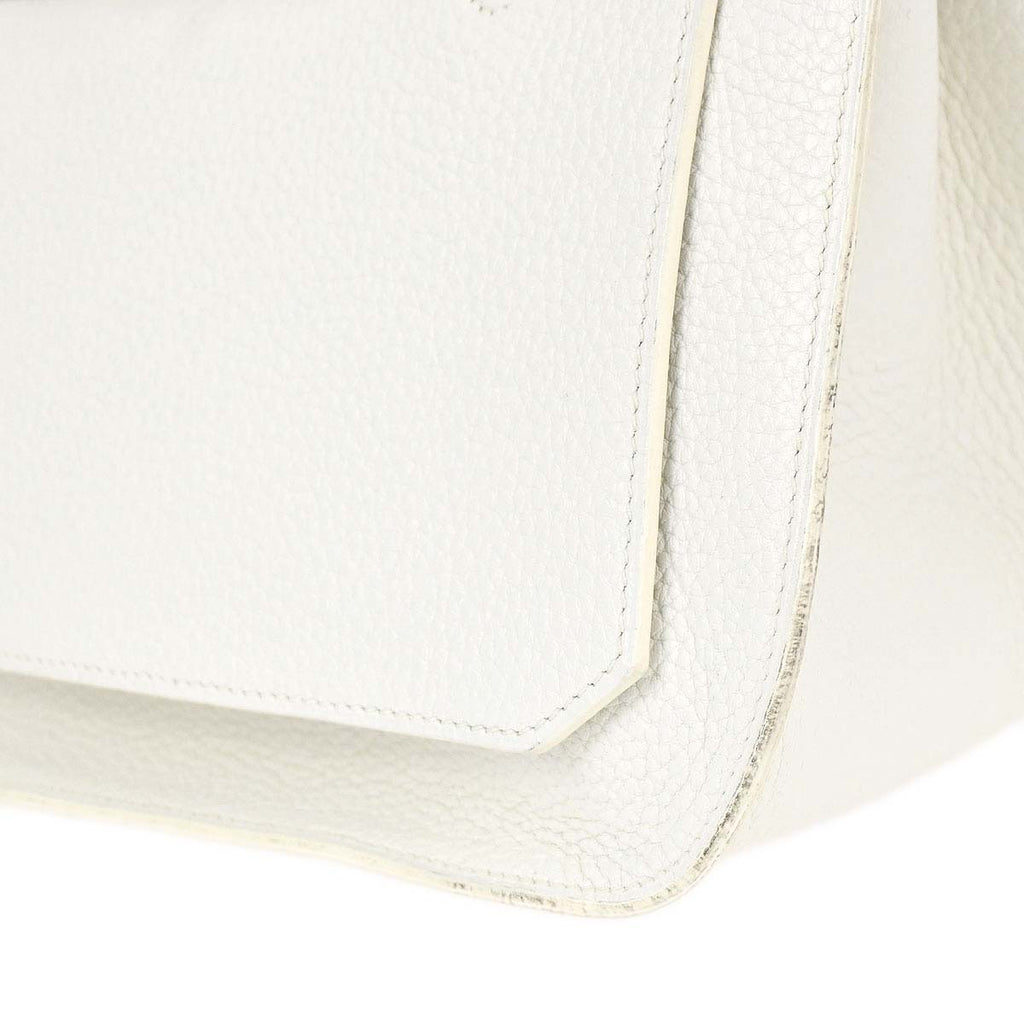 Hermes White Taurillon Clemence Jypsiere 28 Shoulder Bag