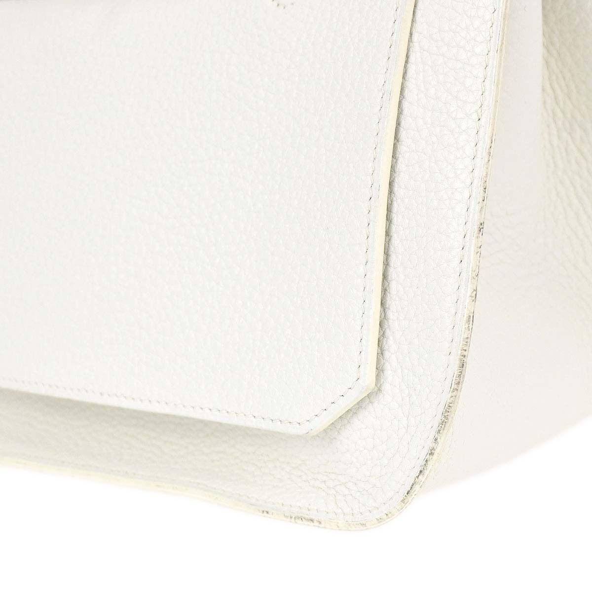 Hermes White Taurillon Clemence Jypsiere 28 Shoulder Bag