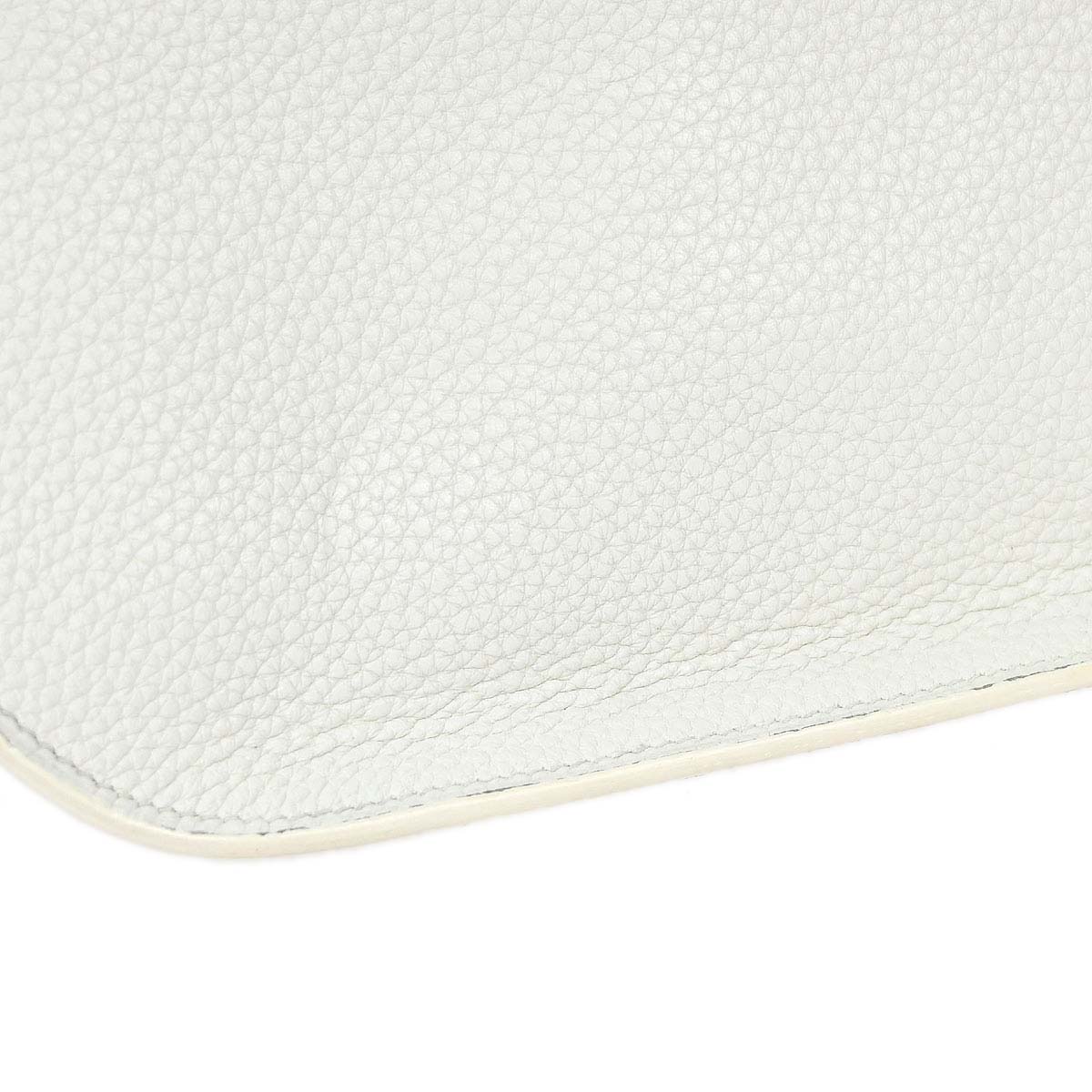 Hermes White Taurillon Clemence Jypsiere 28 Shoulder Bag