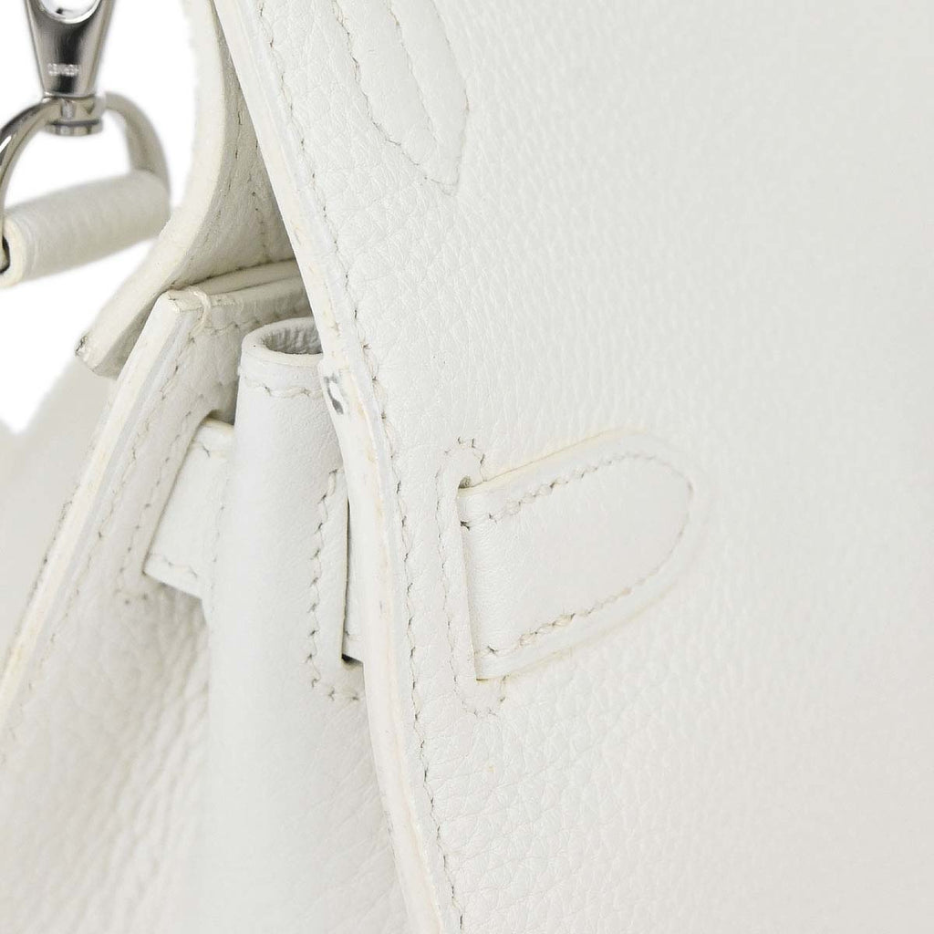 Hermes White Taurillon Clemence Jypsiere 28 Shoulder Bag