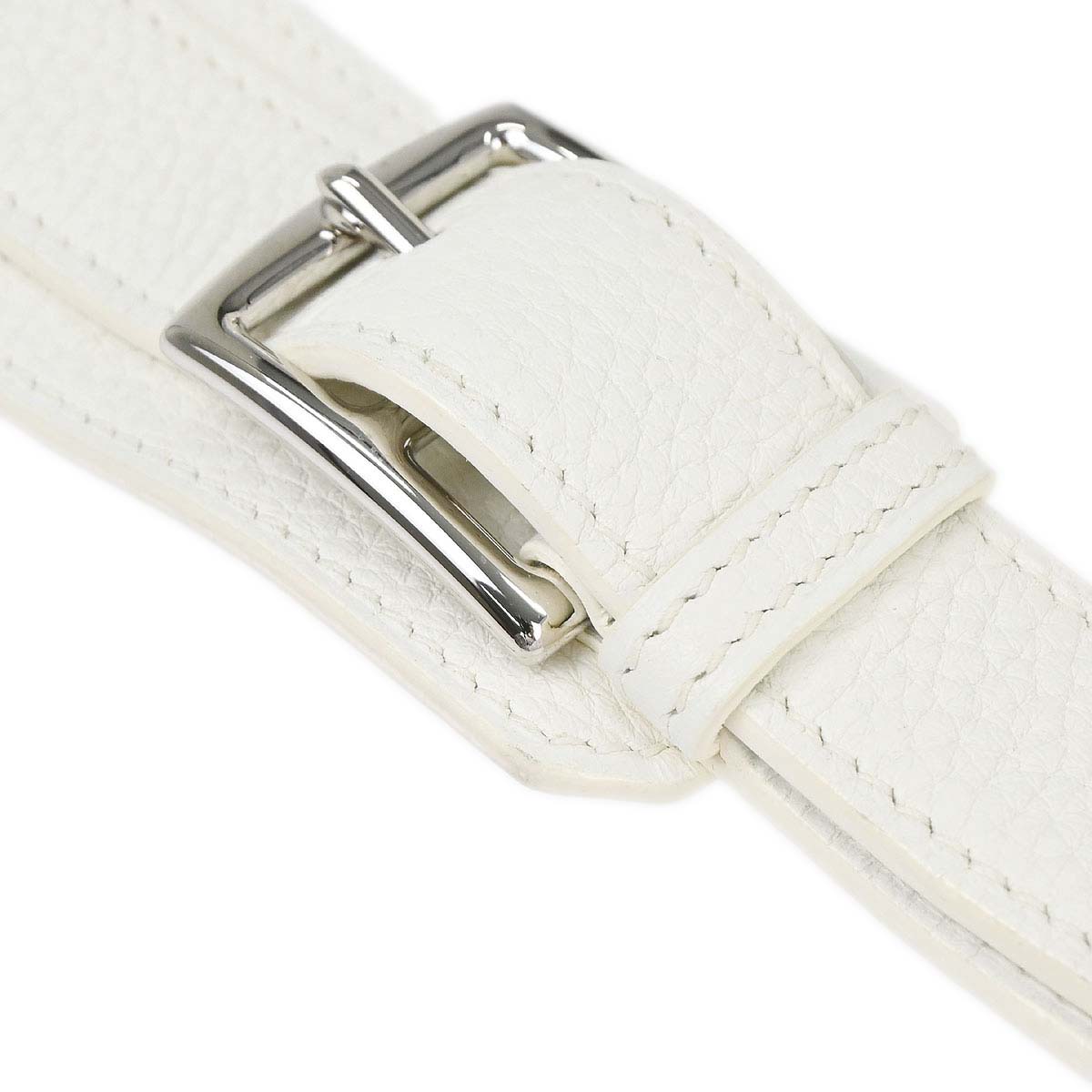 Hermes White Taurillon Clemence Jypsiere 28 Shoulder Bag