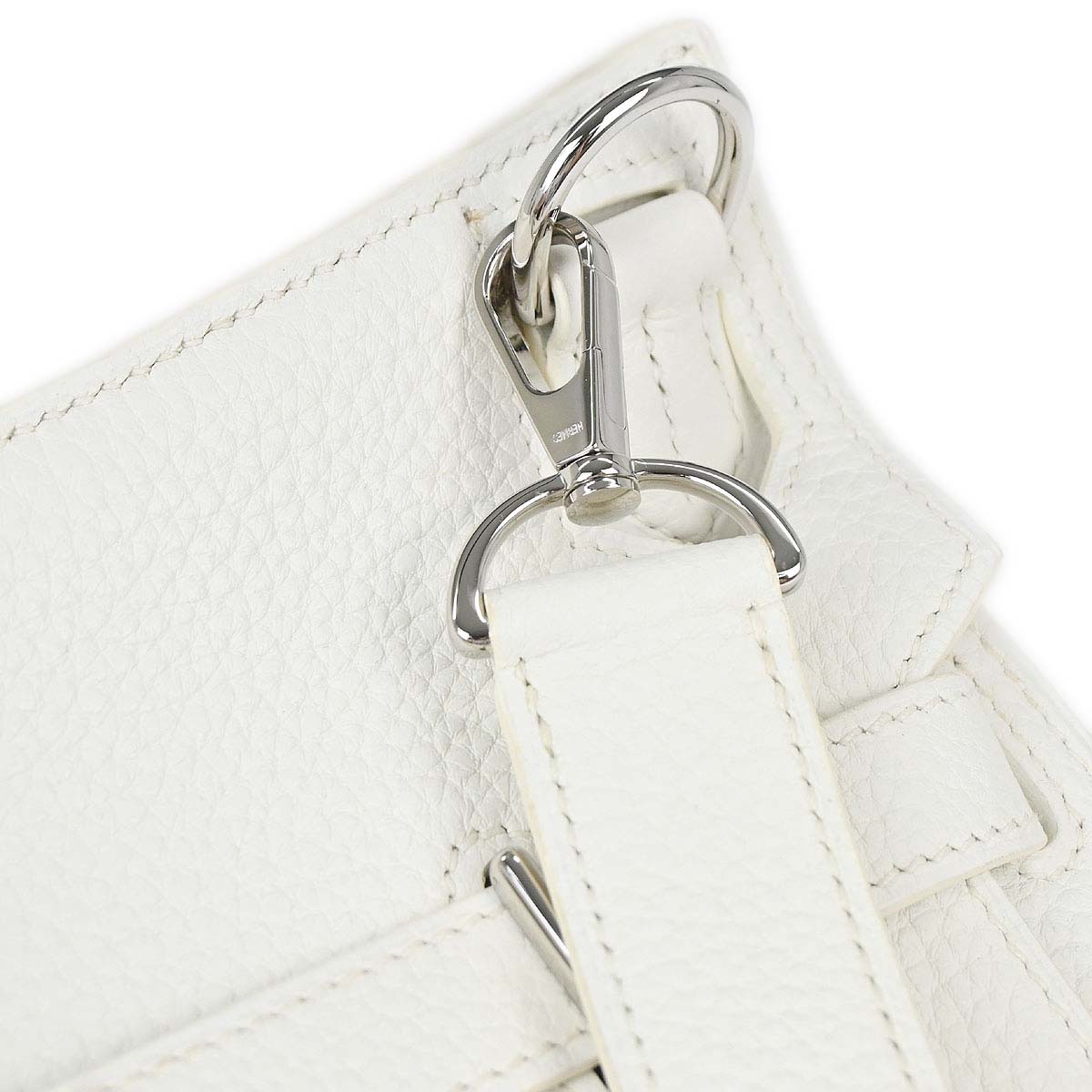 Hermes White Taurillon Clemence Jypsiere 28 Shoulder Bag
