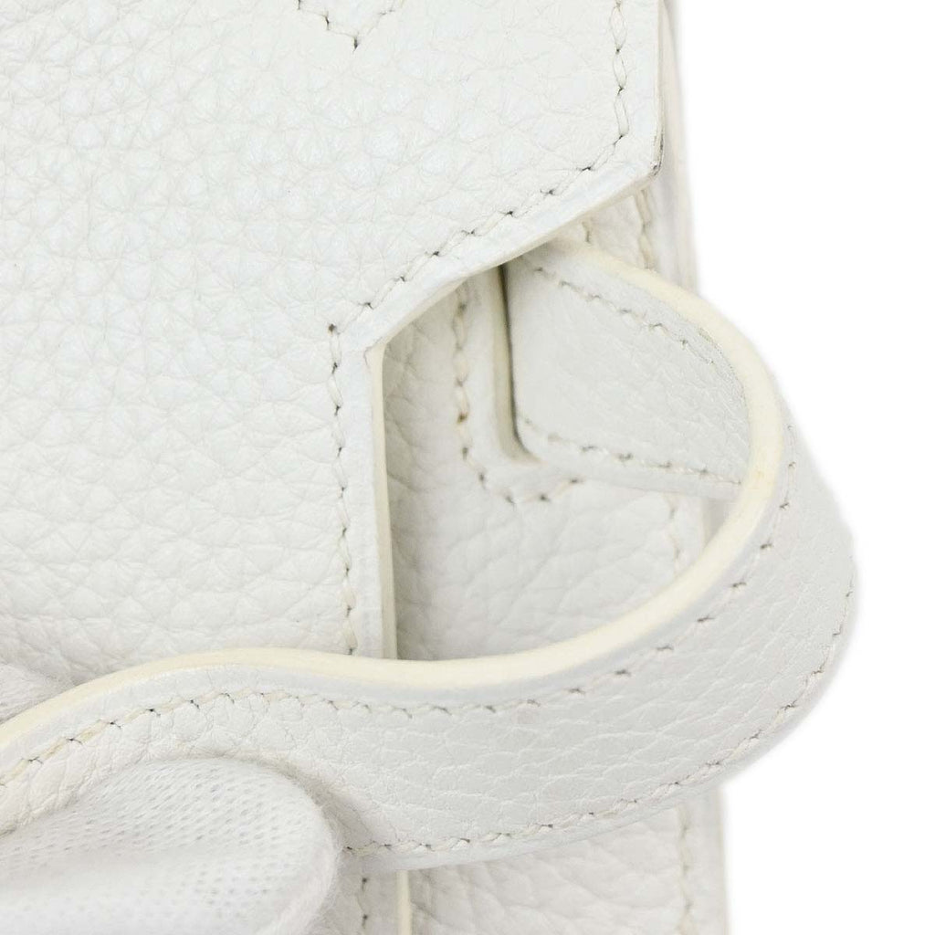Hermes White Taurillon Clemence Jypsiere 28 Shoulder Bag