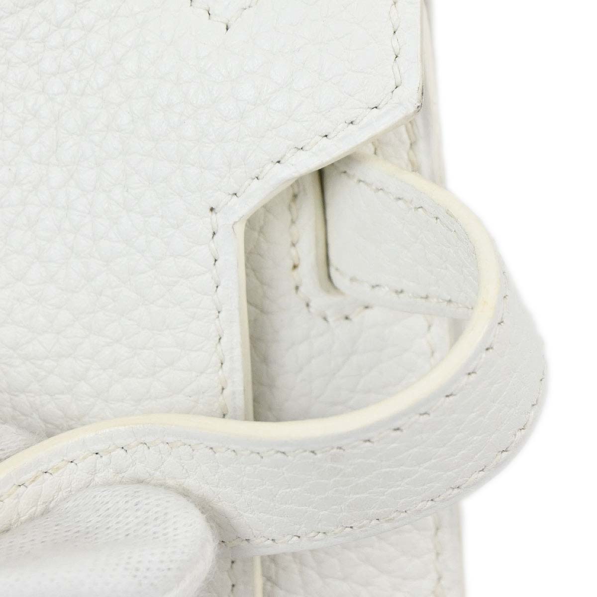 Hermes White Taurillon Clemence Jypsiere 28 Shoulder Bag