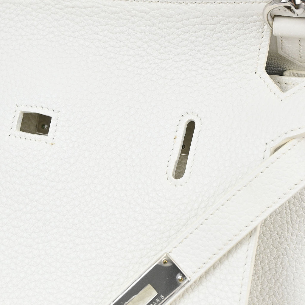 Hermes White Taurillon Clemence Jypsiere 28 Shoulder Bag