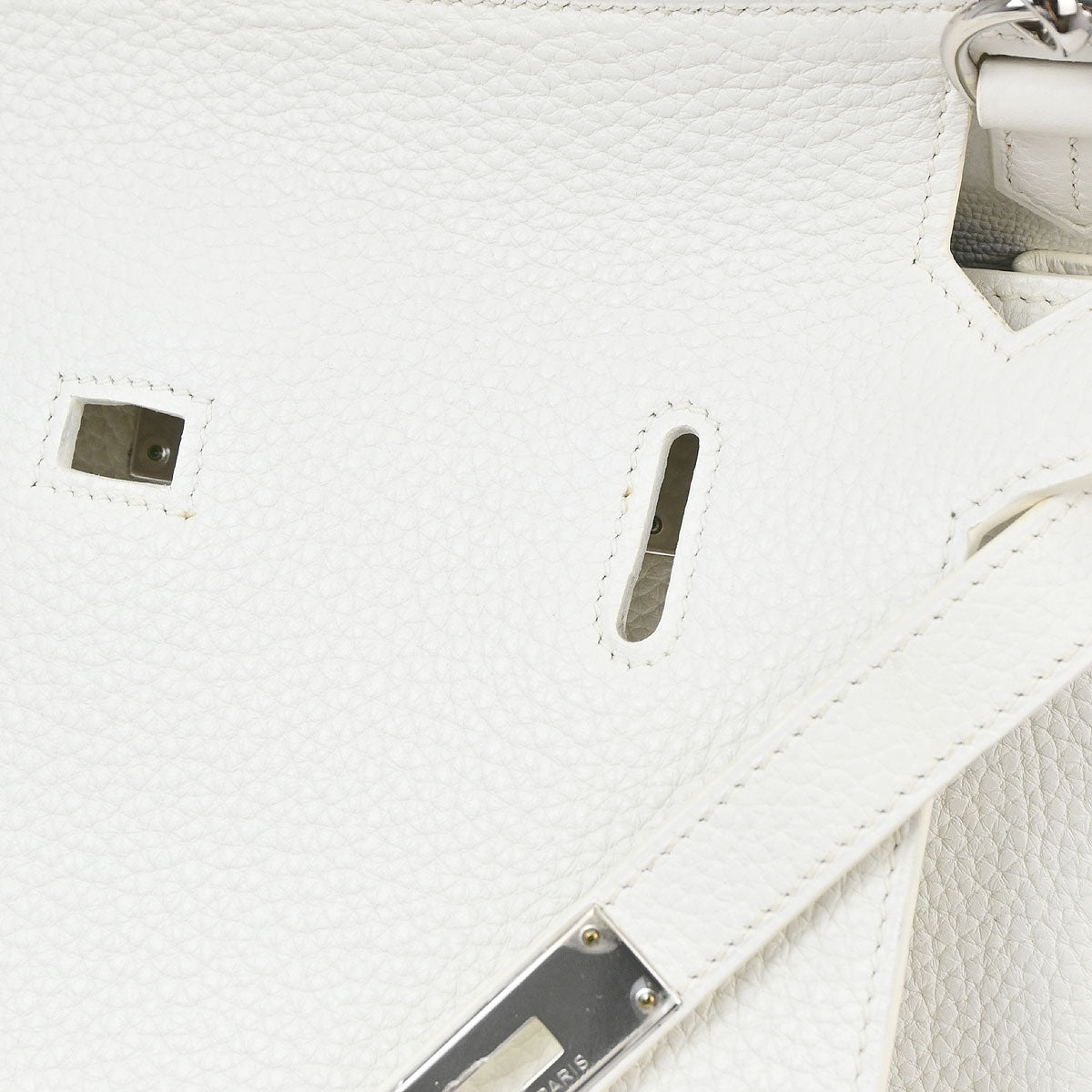 Hermes White Taurillon Clemence Jypsiere 28 Shoulder Bag