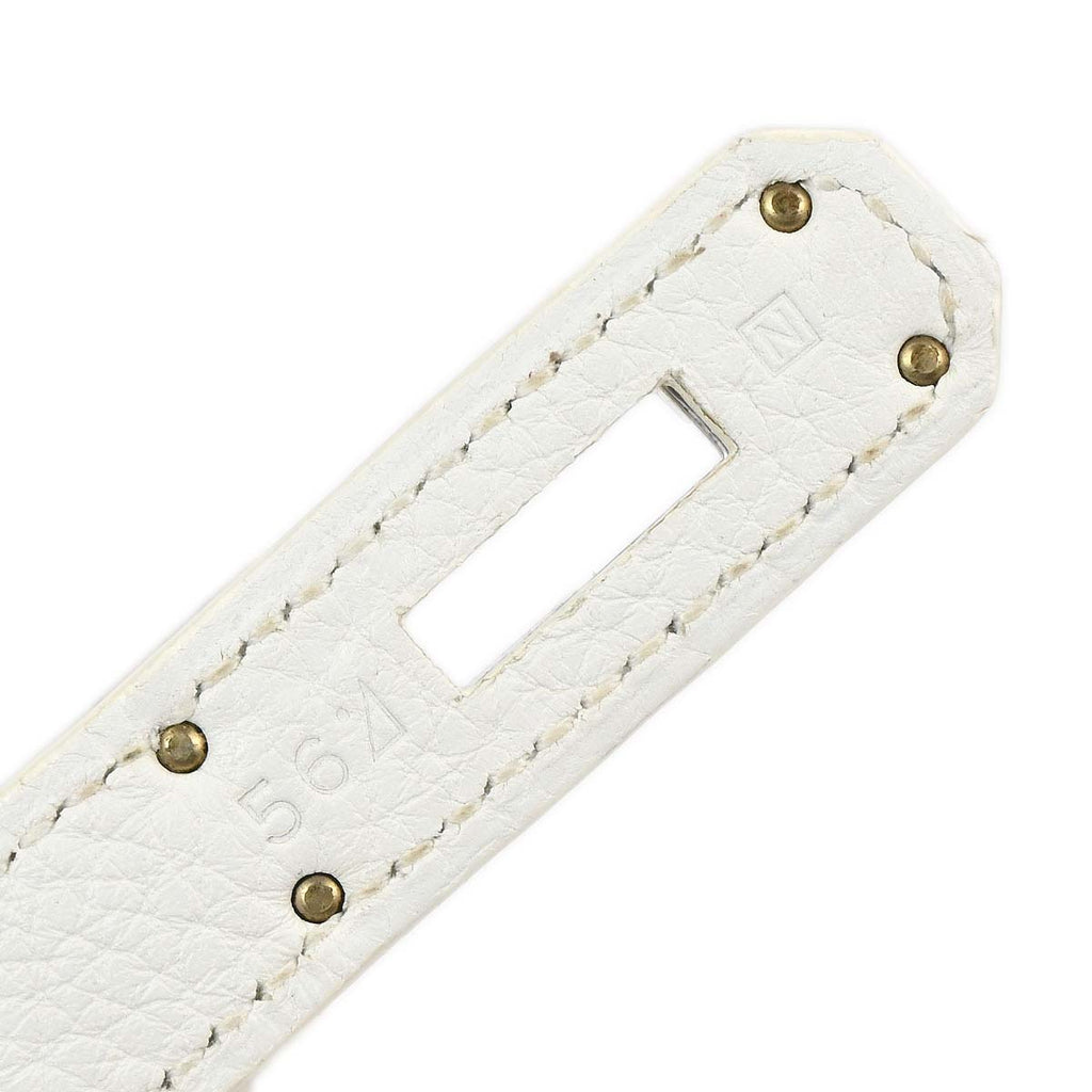 Hermes White Taurillon Clemence Jypsiere 28 Shoulder Bag