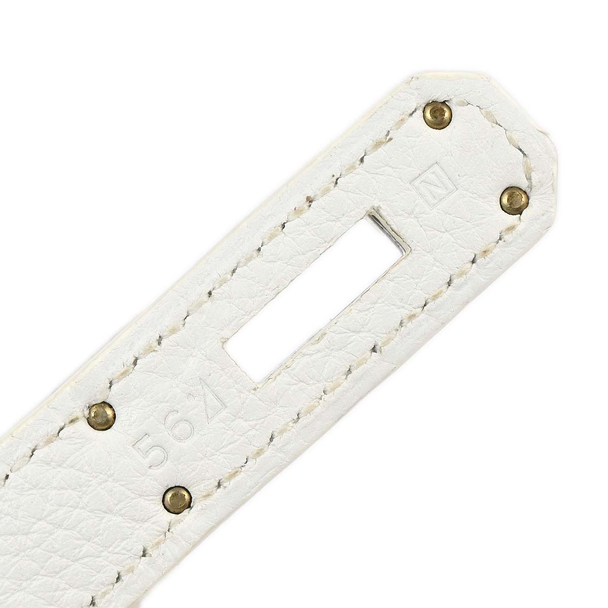 Hermes White Taurillon Clemence Jypsiere 28 Shoulder Bag