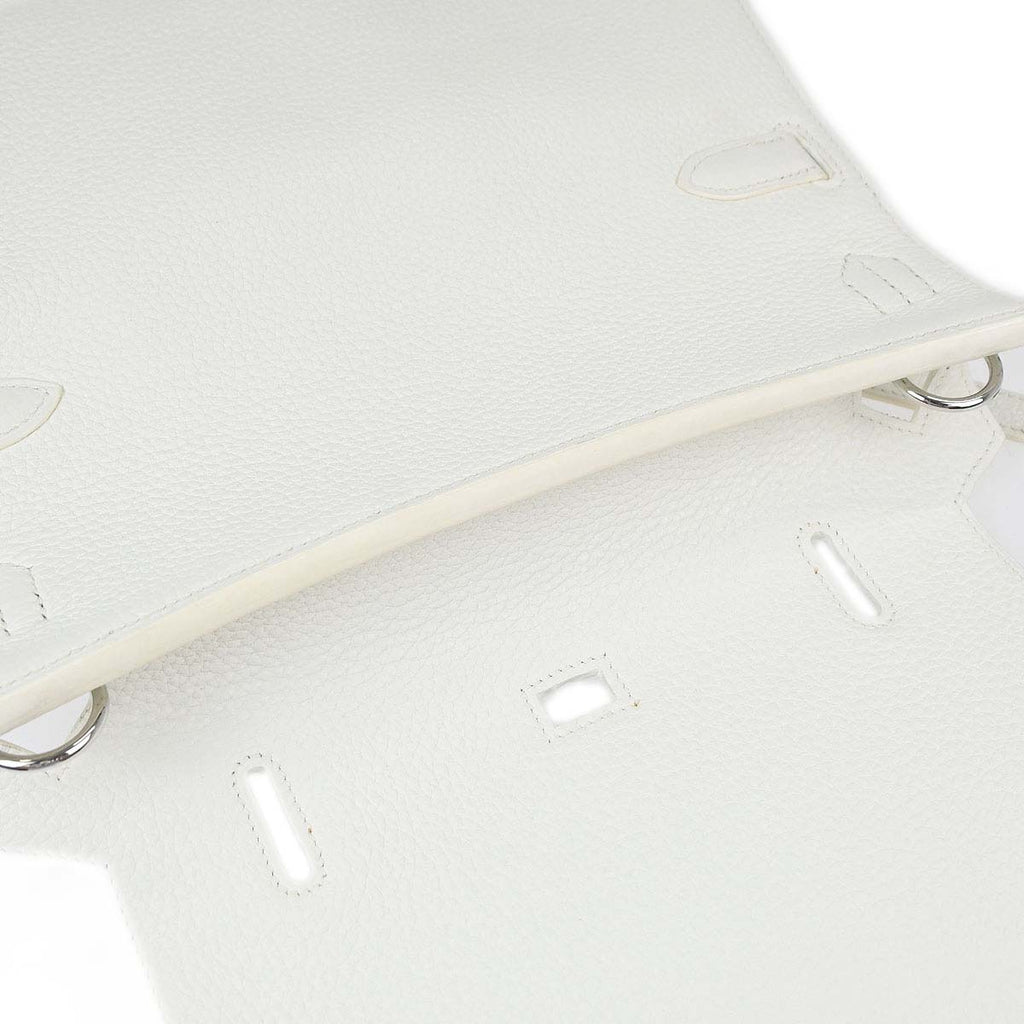 Hermes White Taurillon Clemence Jypsiere 28 Shoulder Bag