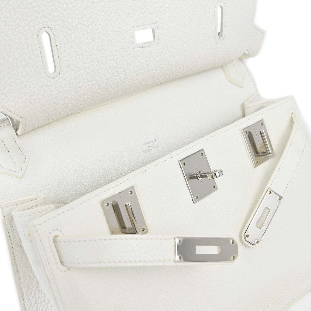 Hermes White Taurillon Clemence Jypsiere 28 Shoulder Bag