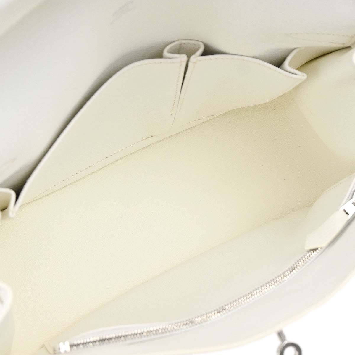 Hermes White Taurillon Clemence Jypsiere 28 Shoulder Bag