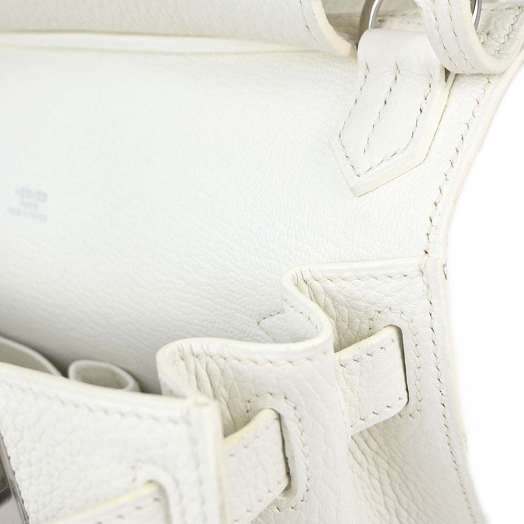 Hermes White Taurillon Clemence Jypsiere 28 Shoulder Bag