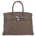 Hermes Etoupe Gray Togo Birkin 30 Handbag