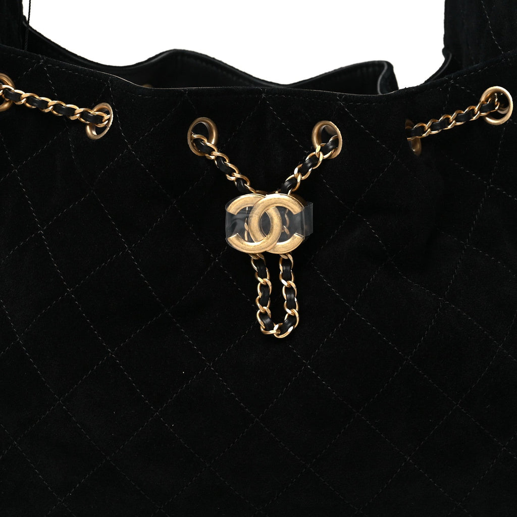 Chanel Suede Quilted Small Chanel 25 Handbag Black