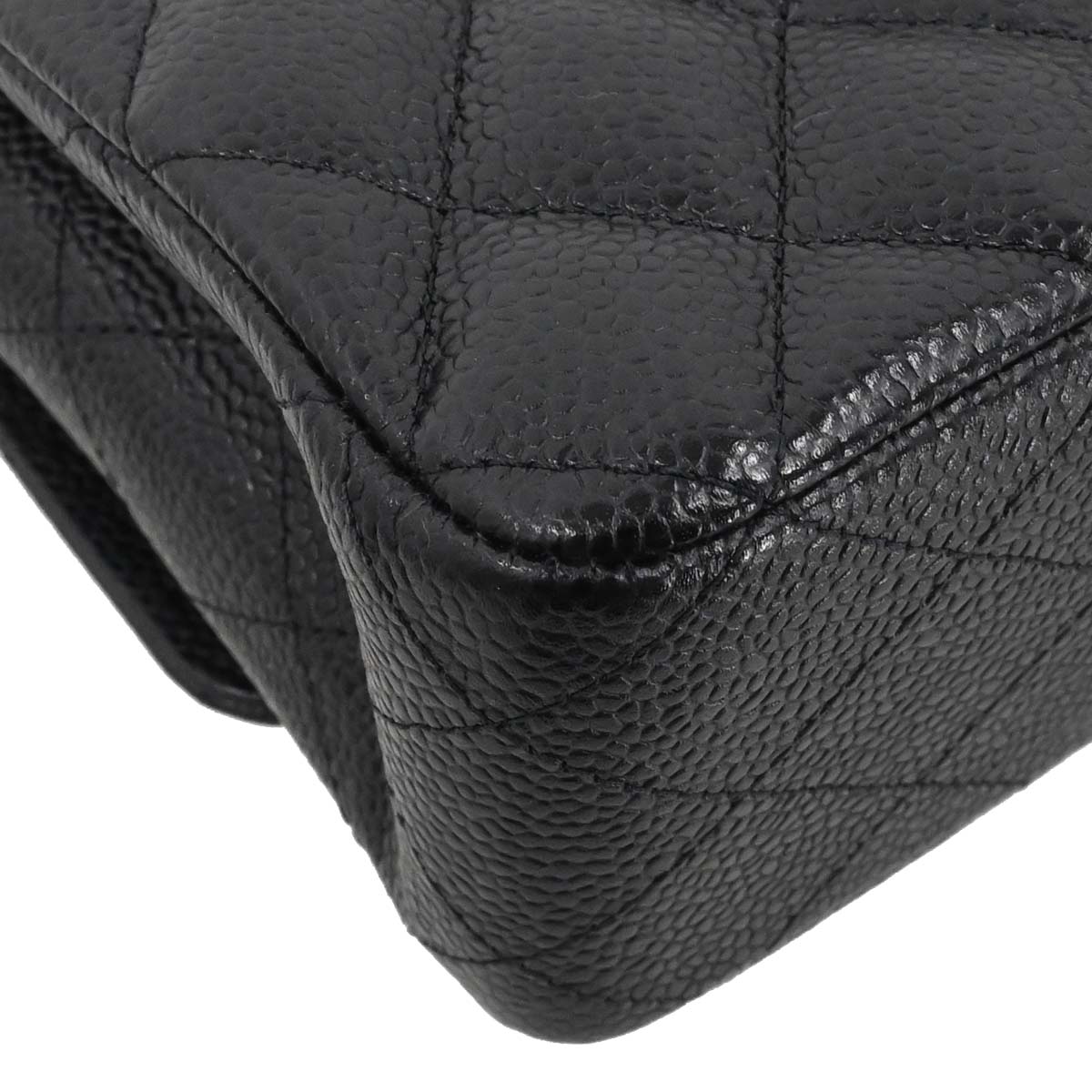 Chanel 2017-2018 Black Caviar Skin Medium Classic Double Flap Shoulder Bag