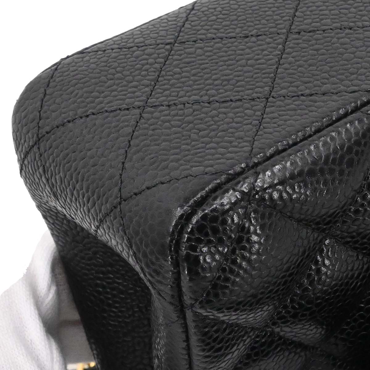 Chanel 2017-2018 Black Caviar Skin Medium Classic Double Flap Shoulder Bag