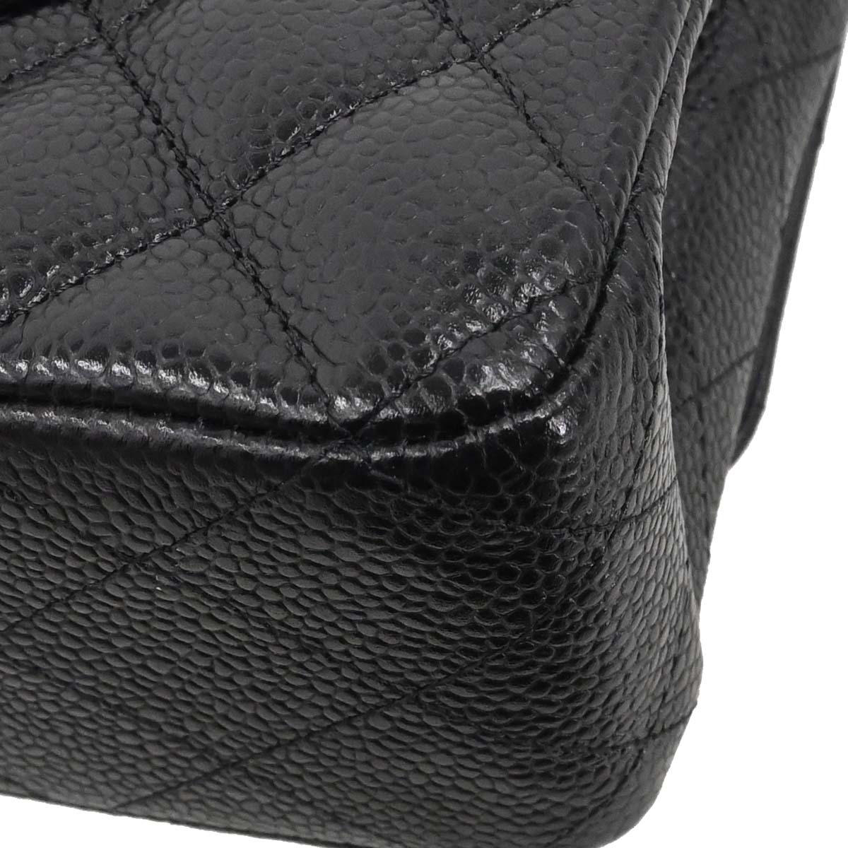 Chanel 2017-2018 Black Caviar Skin Medium Classic Double Flap Shoulder Bag