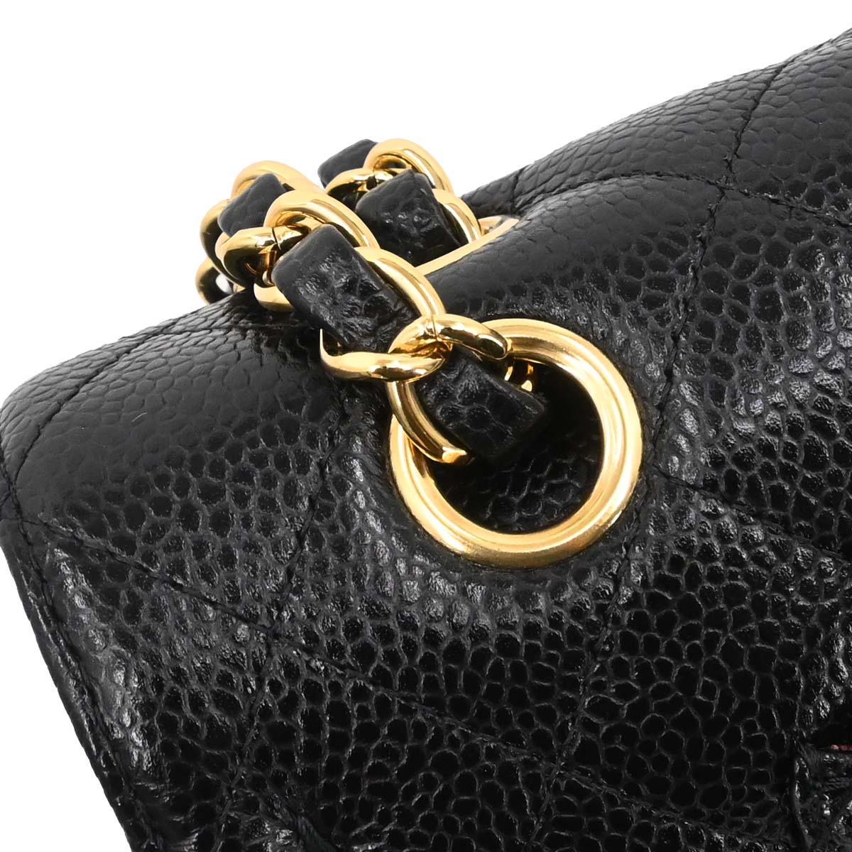 Chanel 2017-2018 Black Caviar Skin Medium Classic Double Flap Shoulder Bag