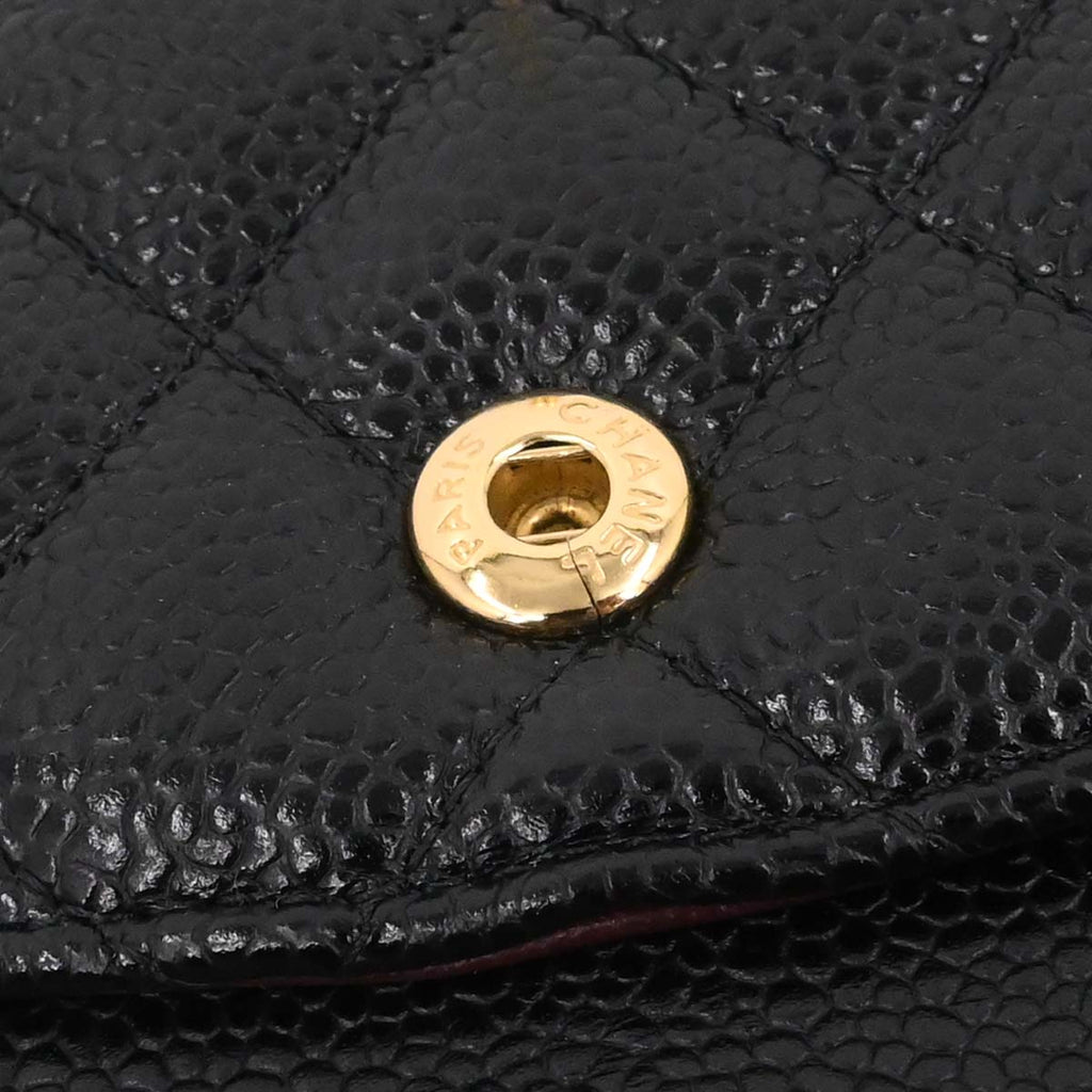 Chanel 2017-2018 Black Caviar Skin Medium Classic Double Flap Shoulder Bag