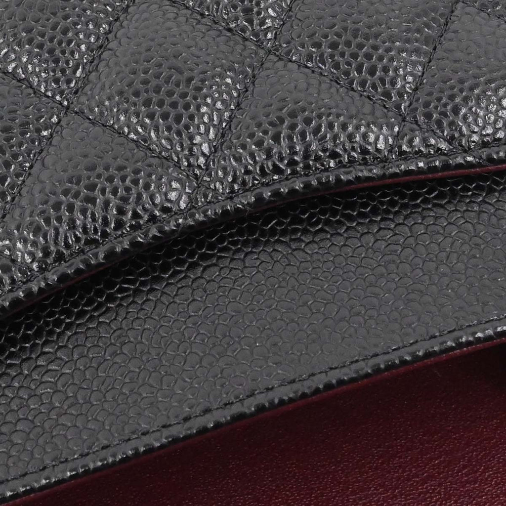 Chanel 2017-2018 Black Caviar Skin Medium Classic Double Flap Shoulder Bag