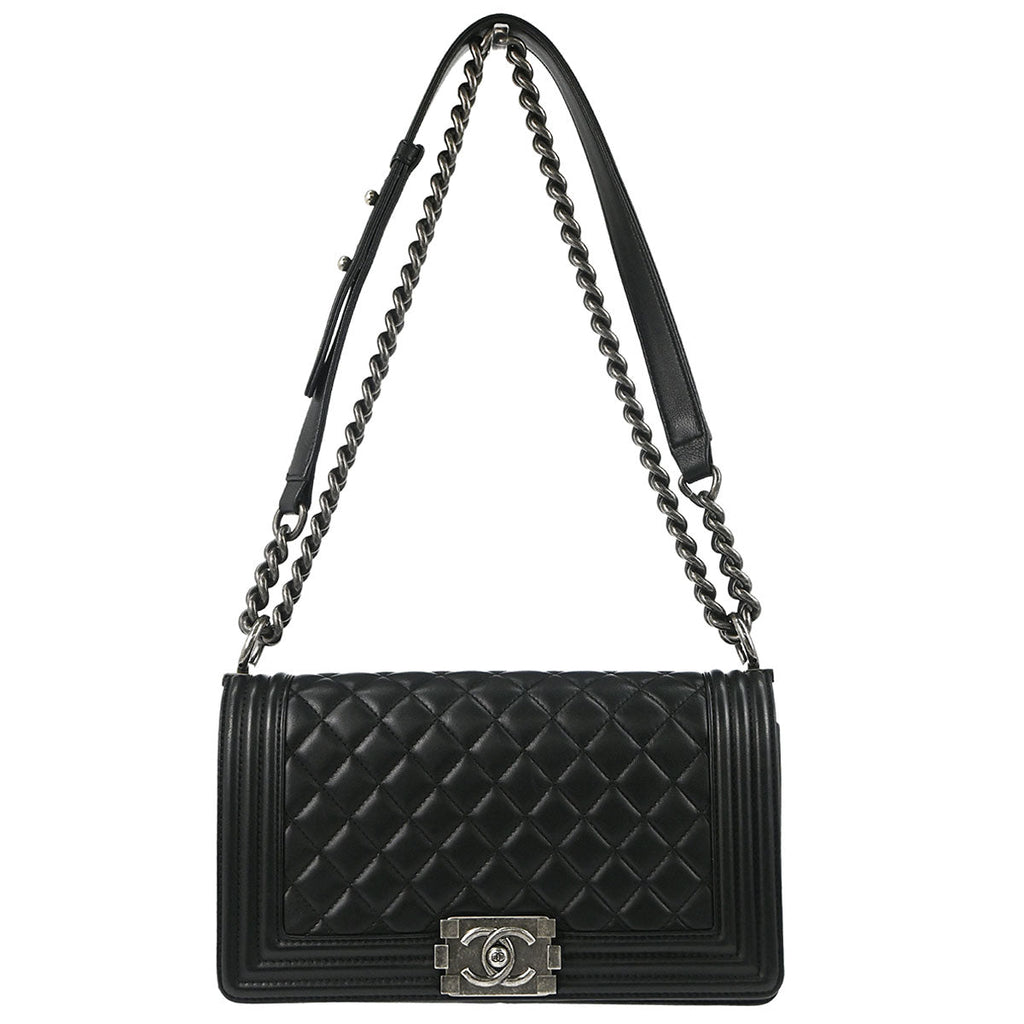 Boy Chanel 2016-2017 Black Lambskin Medium Shoulder Bag