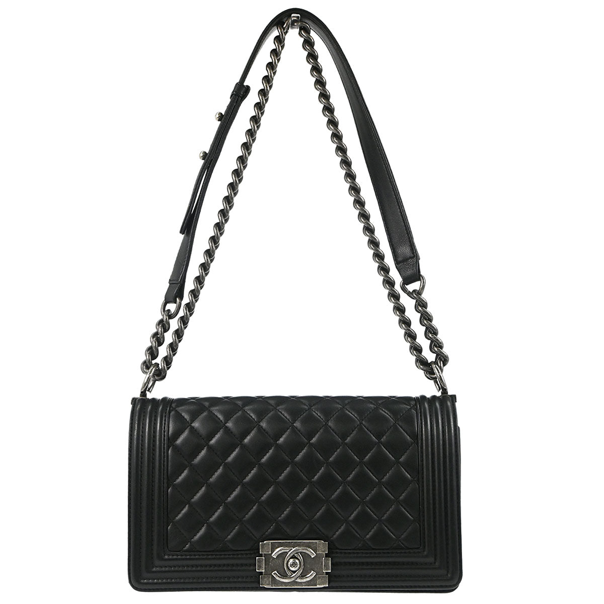 Boy Chanel 2016-2017 Black Lambskin Medium Shoulder Bag