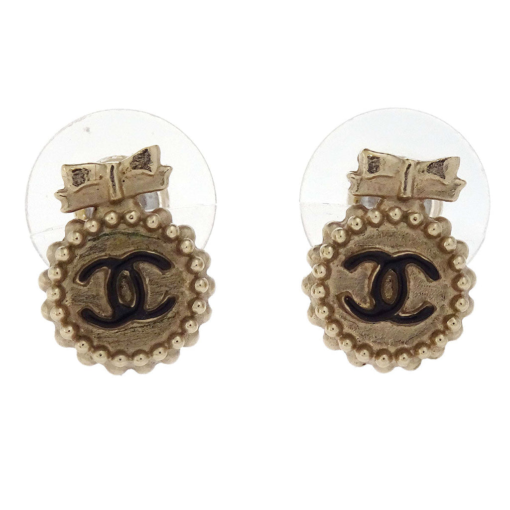 Chanel Button Pierced Earrings Gold B13S
