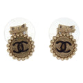 Chanel Button Pierced Earrings Gold B13S
