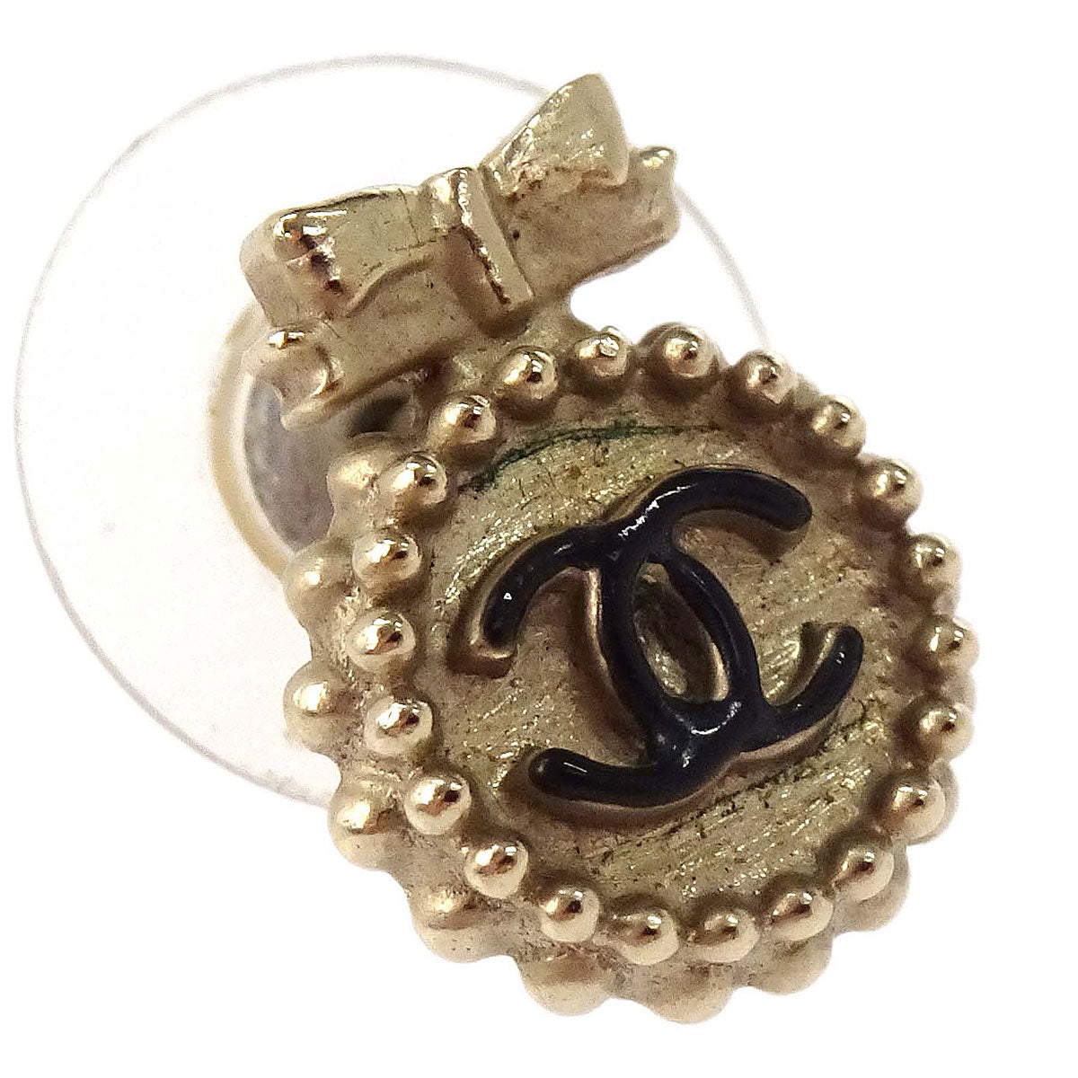 Chanel Button Pierced Earrings Gold B13S