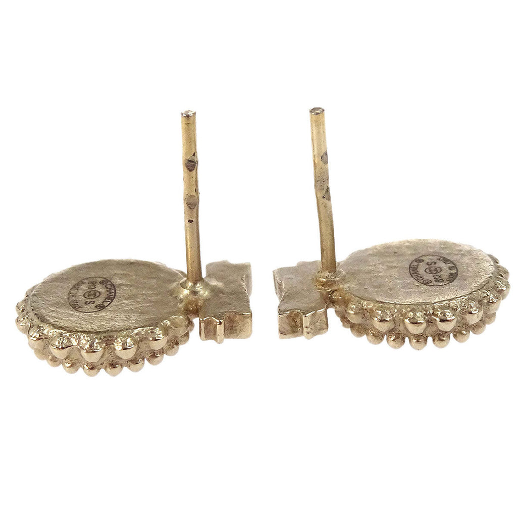 Chanel Button Pierced Earrings Gold B13S