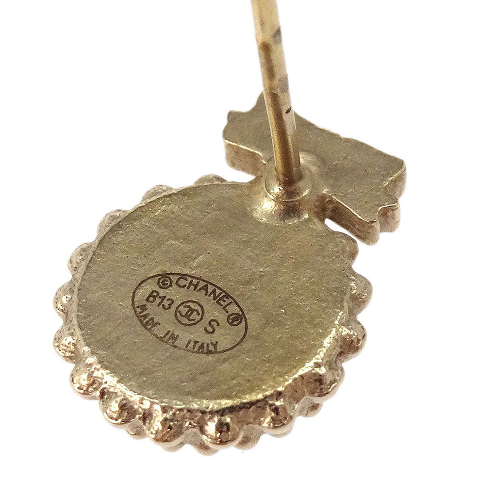 Chanel Button Pierced Earrings Gold B13S