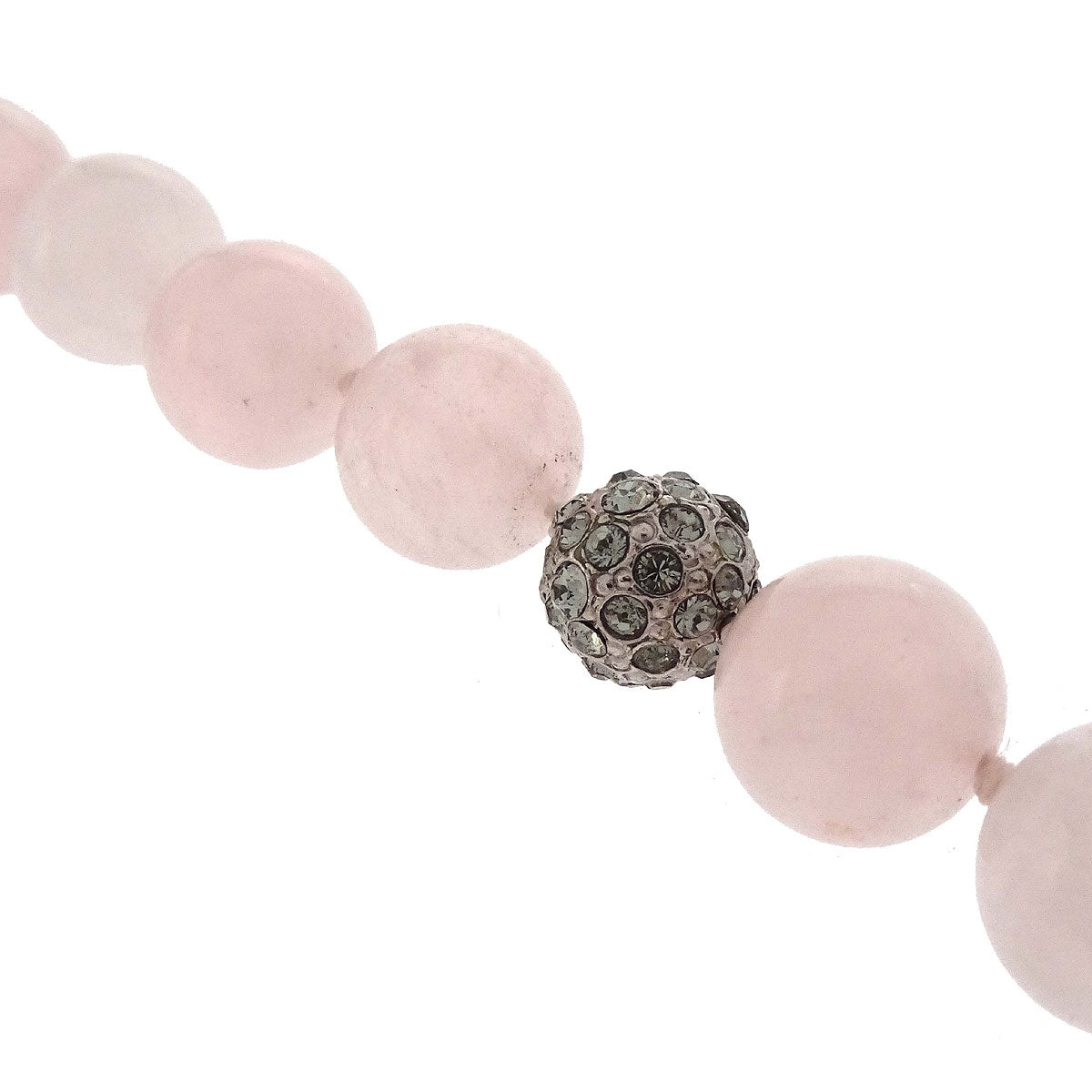 Chanel Chain Necklace Silver Pink Beaded Rhinestone 15S