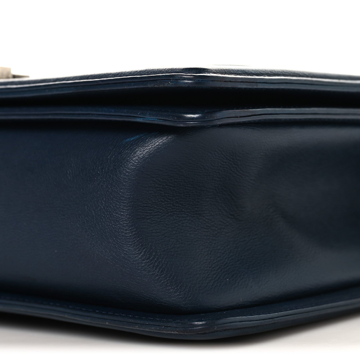 Chanel Calfskin Quilted Double Stitch New Medium Boy Flap Navy Blue