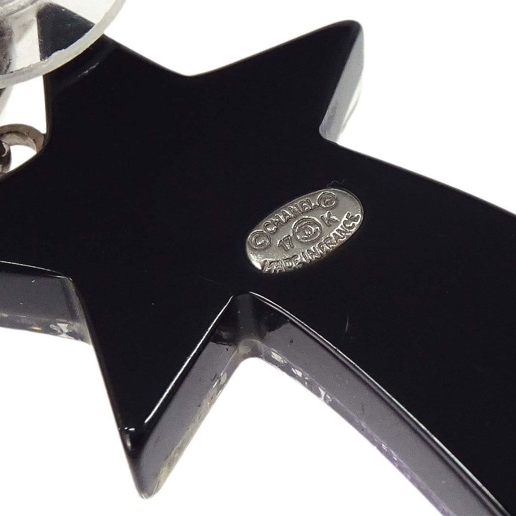 Chanel CC Shooting Star Dangle Pierced Earrings Silver 17K