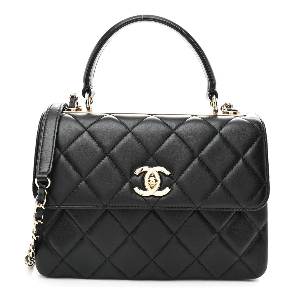 Chanel Lambskin Quilted Small Trendy CC Dual Handle Flap Bag Black