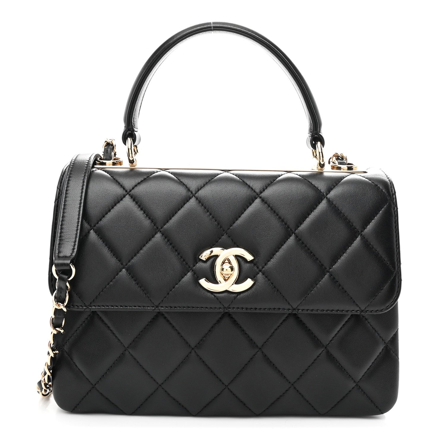 Chanel Lambskin Quilted Small Trendy CC Dual Handle Flap Bag Black