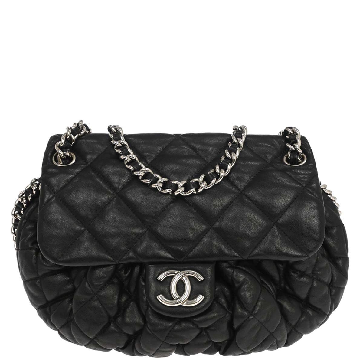 Chanel 2011 Black Calfskin Chain Around Shoulder Bag