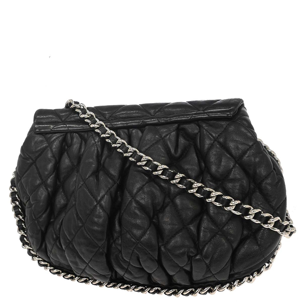 Chanel 2011 Black Calfskin Chain Around Shoulder Bag