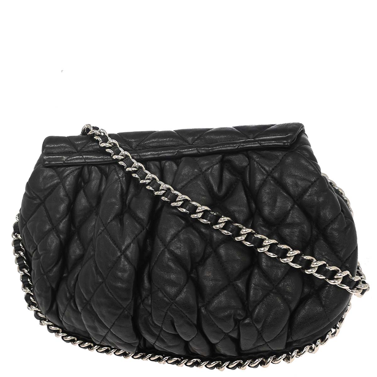 Chanel 2011 Black Calfskin Chain Around Shoulder Bag