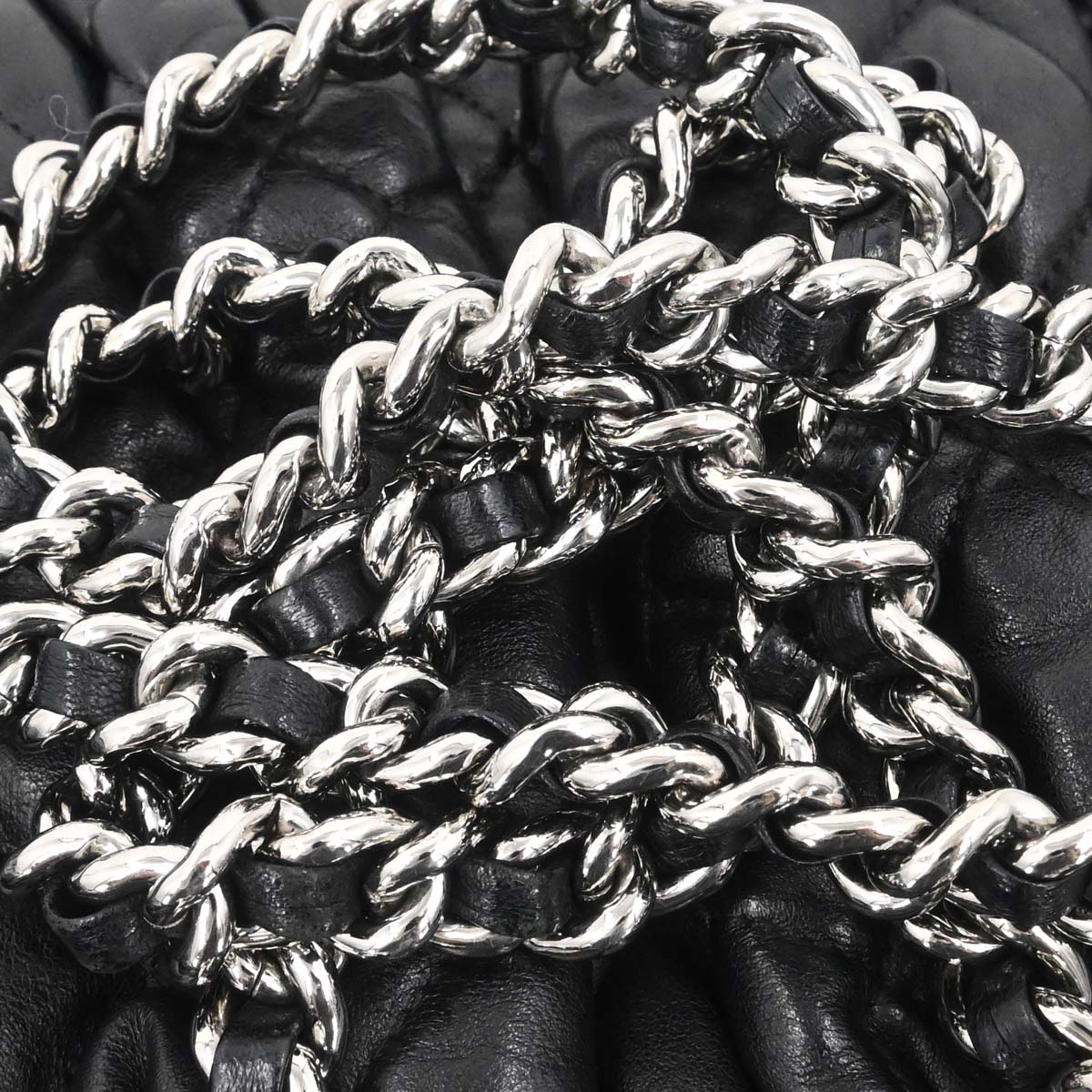 Chanel 2011 Black Calfskin Chain Around Shoulder Bag