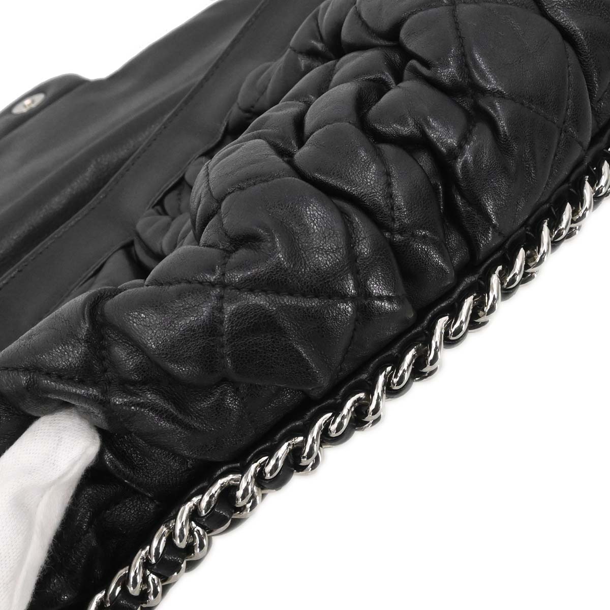 Chanel 2011 Black Calfskin Chain Around Shoulder Bag