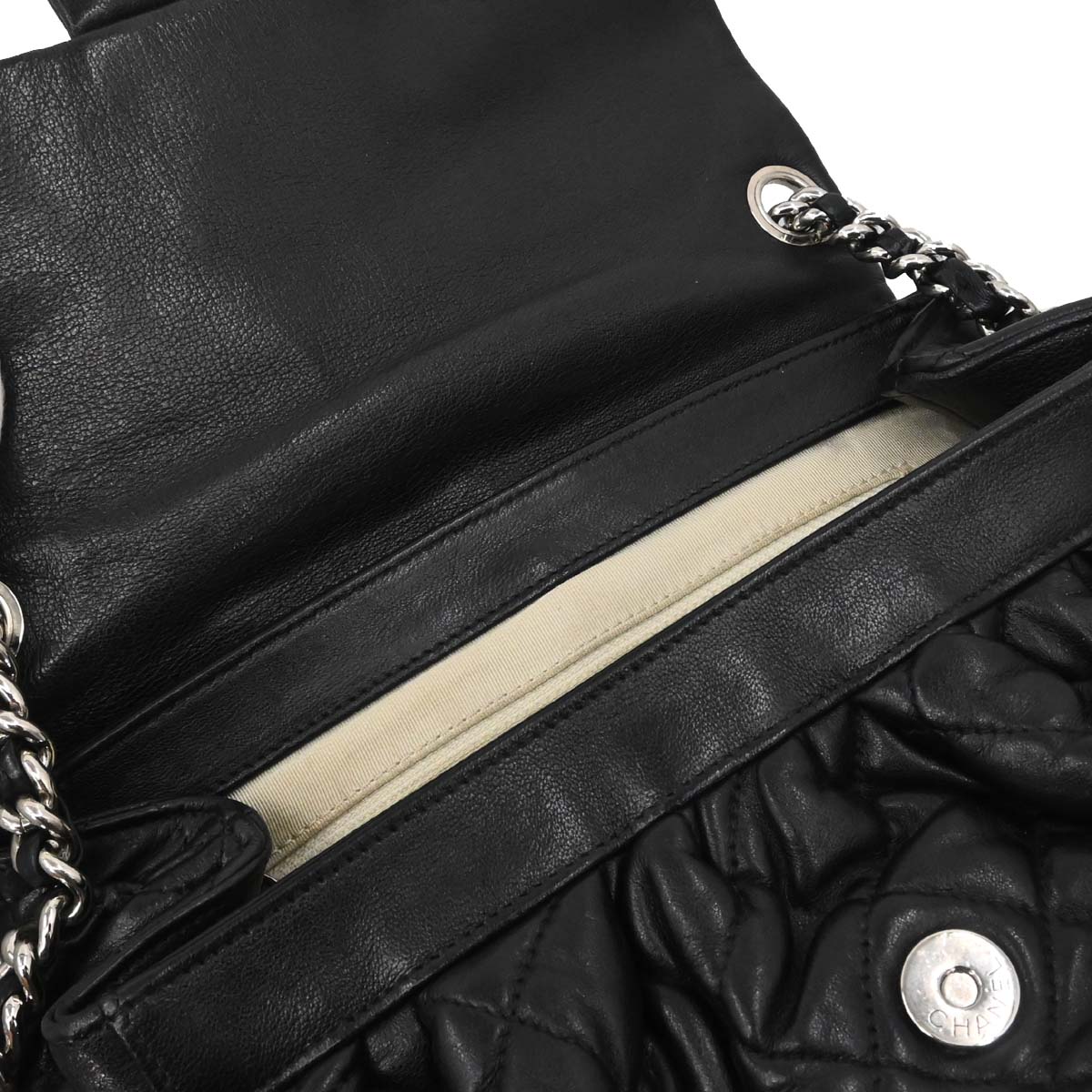 Chanel 2011 Black Calfskin Chain Around Shoulder Bag
