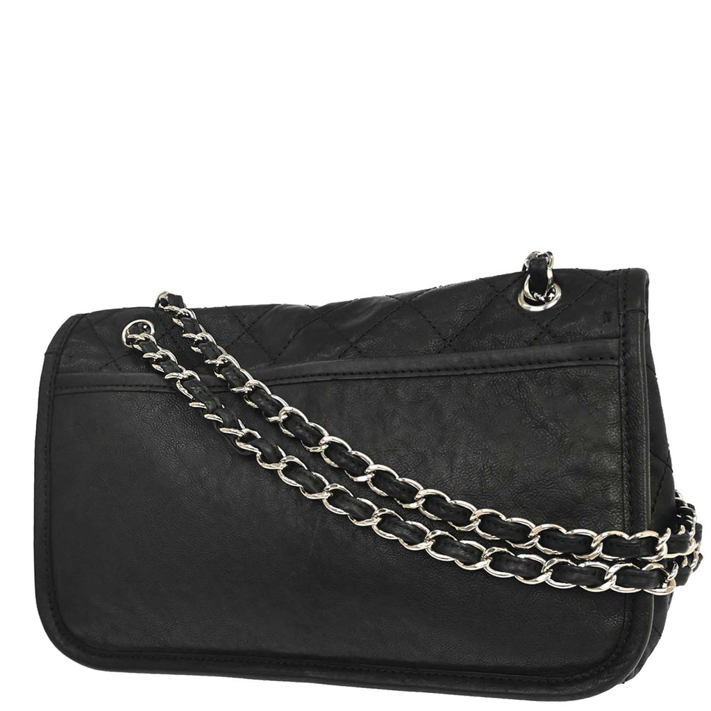Chanel 2010-2011 Black Lambskin Natural Beauty Split Pocket Flap Bag Shoulder Bag