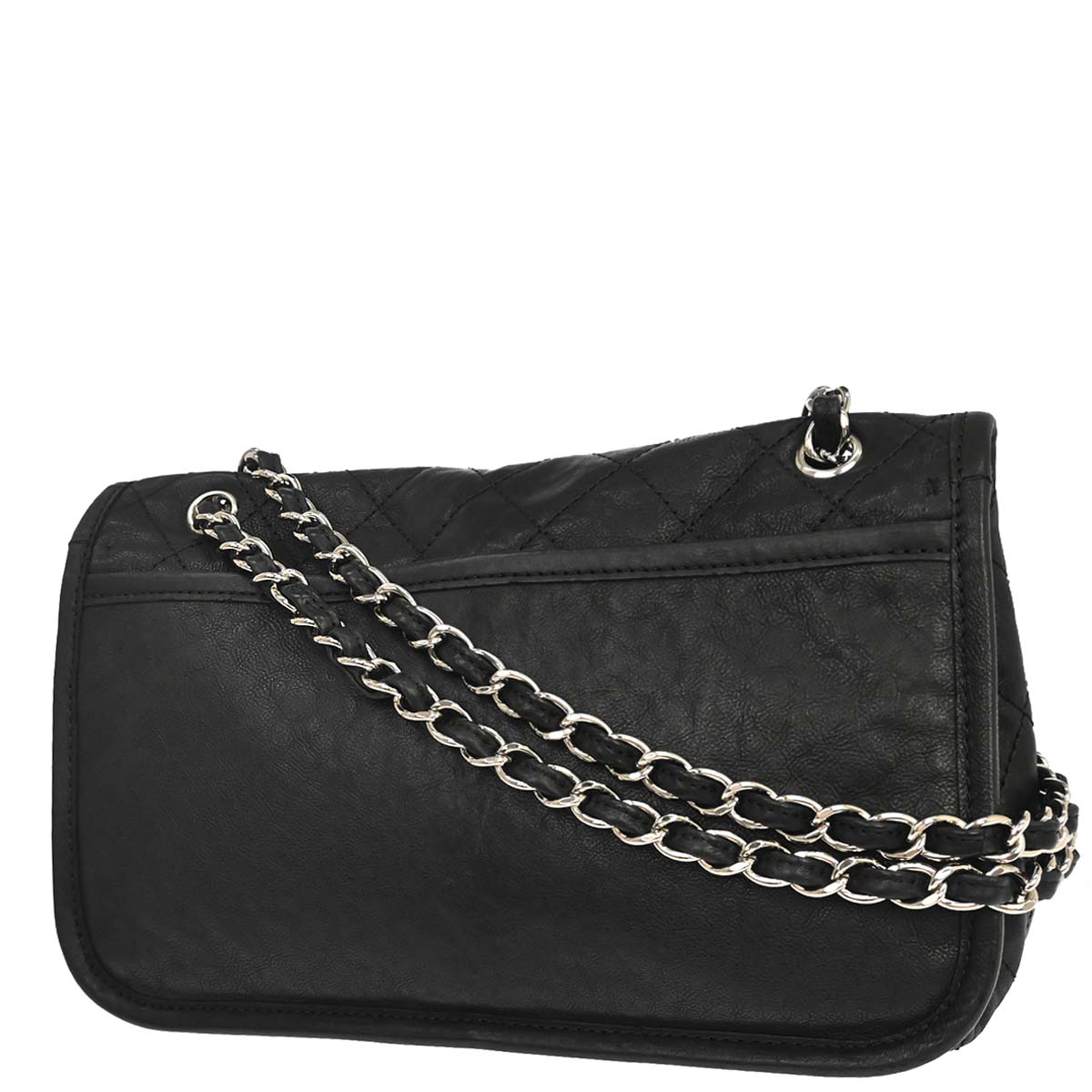 Chanel 2010-2011 Black Lambskin Natural Beauty Split Pocket Flap Bag Shoulder Bag