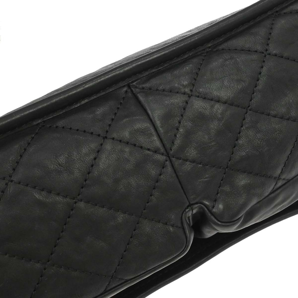Chanel 2010-2011 Black Lambskin Natural Beauty Split Pocket Flap Bag Shoulder Bag